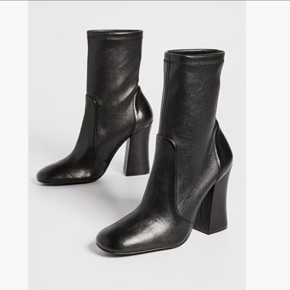 NWT Stuart Weitzman Curveblock 100 Sleek Lambskin Sock Booties Size 7.5 $700